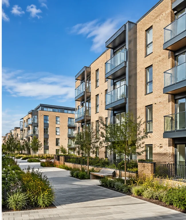 Illustrative image of a modern apartment development (not a photograph of HydroPro work or Cherrywood).