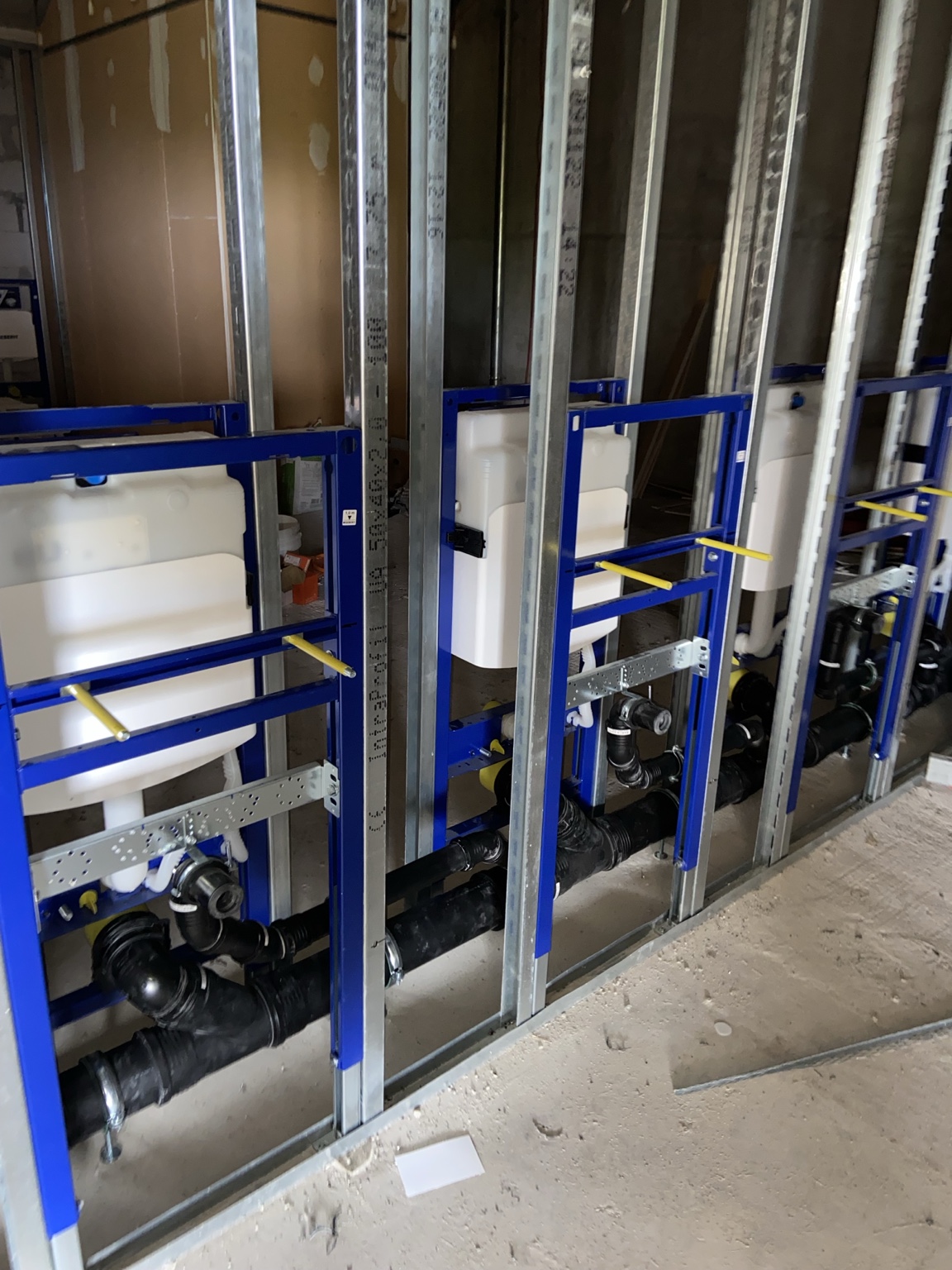 Concealed WC frames installed during first fix by HydroPro